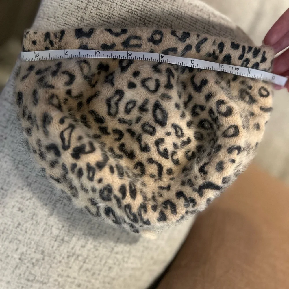 Animal Print Rabbit Fur blend Leopard Print Beret hat
